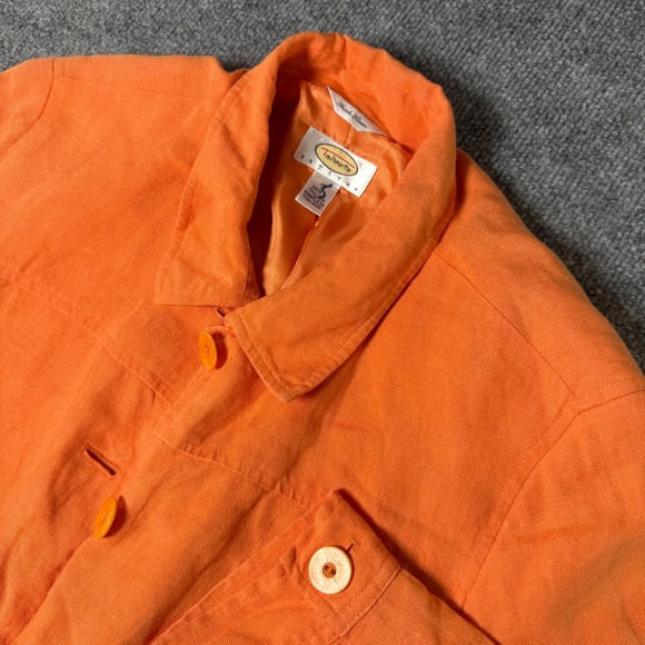 Talbots Petites Orange Irish Linen Jacket Blazer Button Front Size 16P - Picture 1 of 8